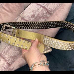 SOLD -   New Gold studded belt w/cubic zirconia studs